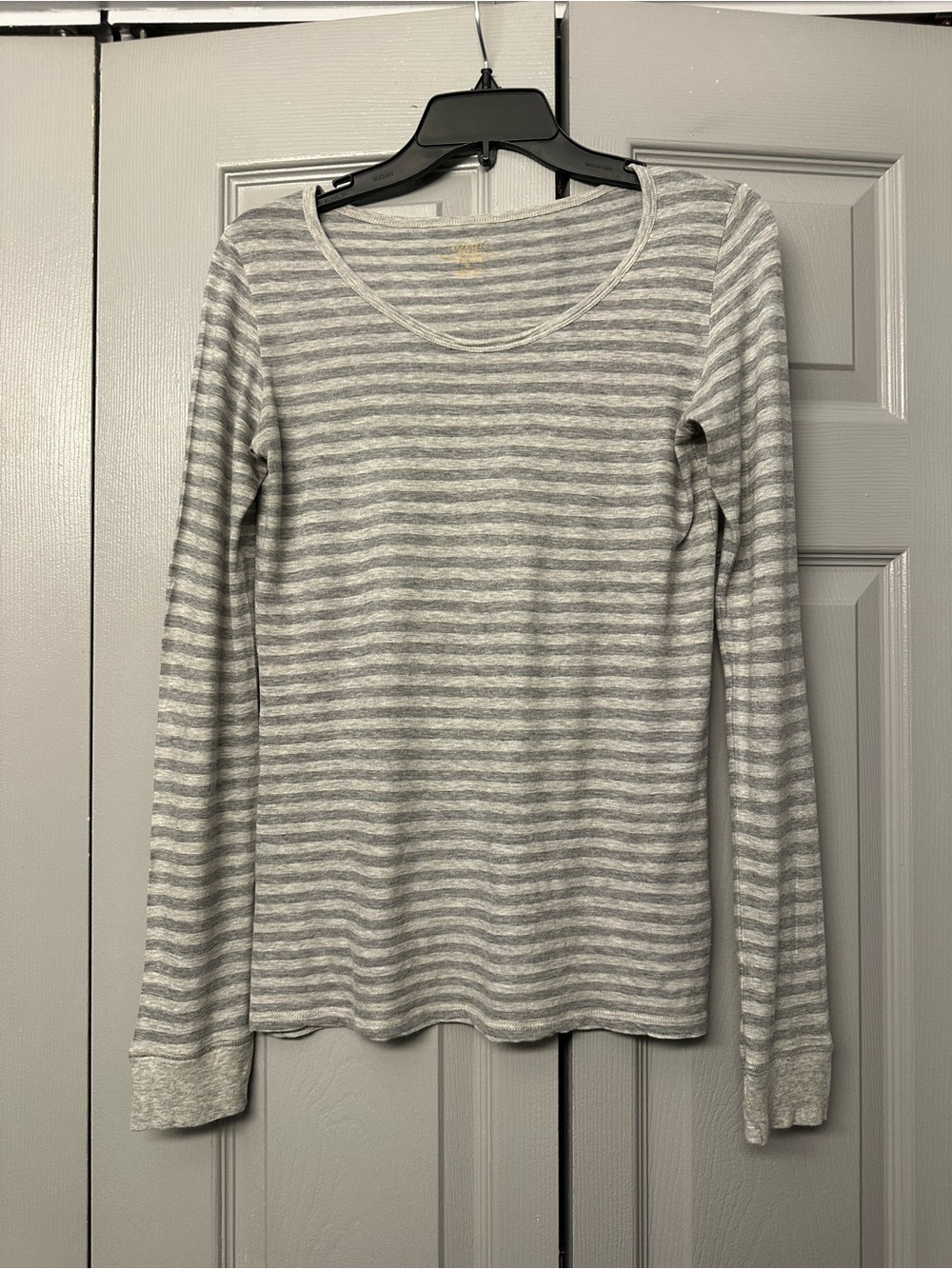 Majestic Paris Gray Striped Long Sleeve Tee